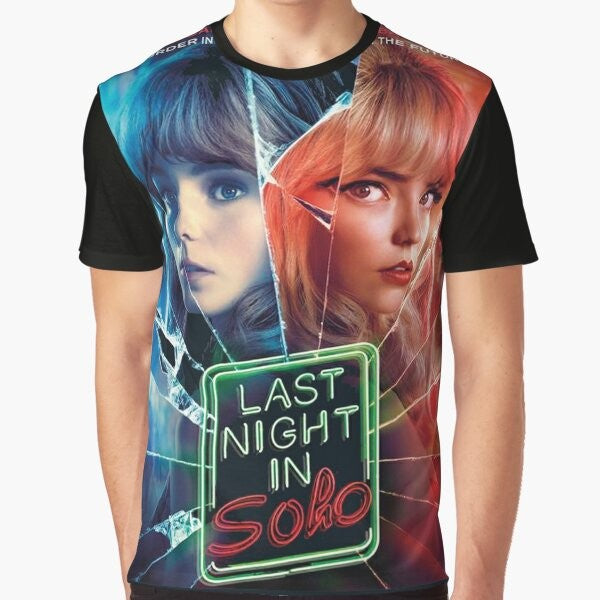 Last Night in Soho graphic t-shirt with murder and mystery design