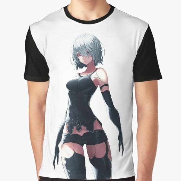 Nier Automata YoRHa Type A No.2 graphic t-shirt featuring androids from the video game