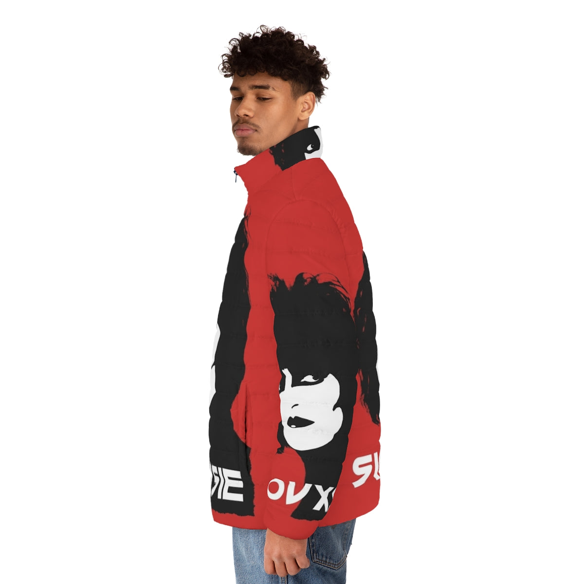 Siouxsie inspired gothic post punk puffer jacket - men side left