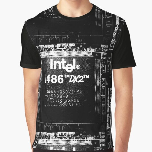 i486 DX2 processor microchip graphic t-shirt