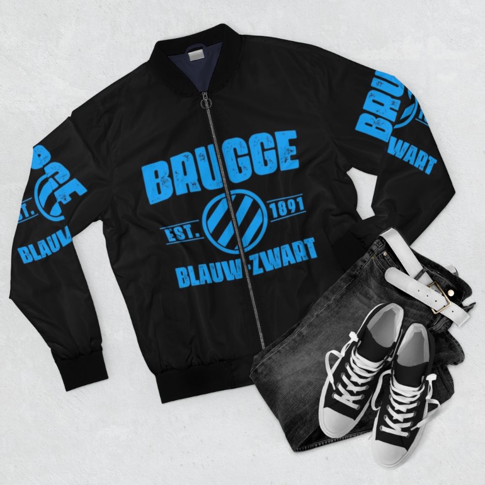 Club Brugge Blauw Zwart Bomber Jacket - Flat lay