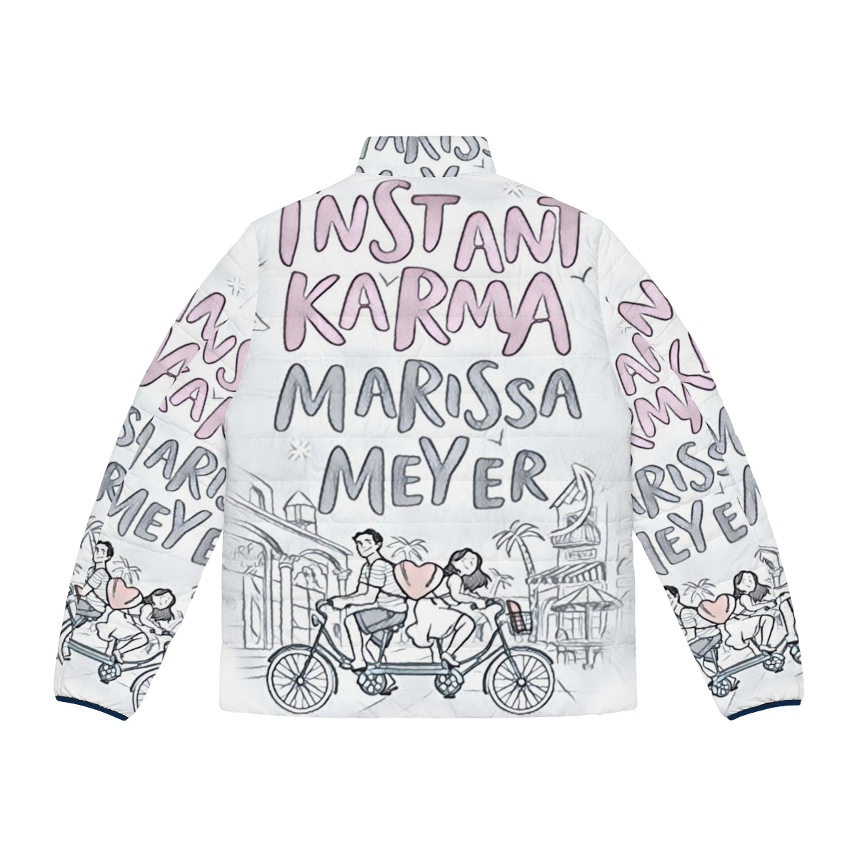 Instant Karma Lunar Chronicles Puffer Jacket with romance and bookish design - Back