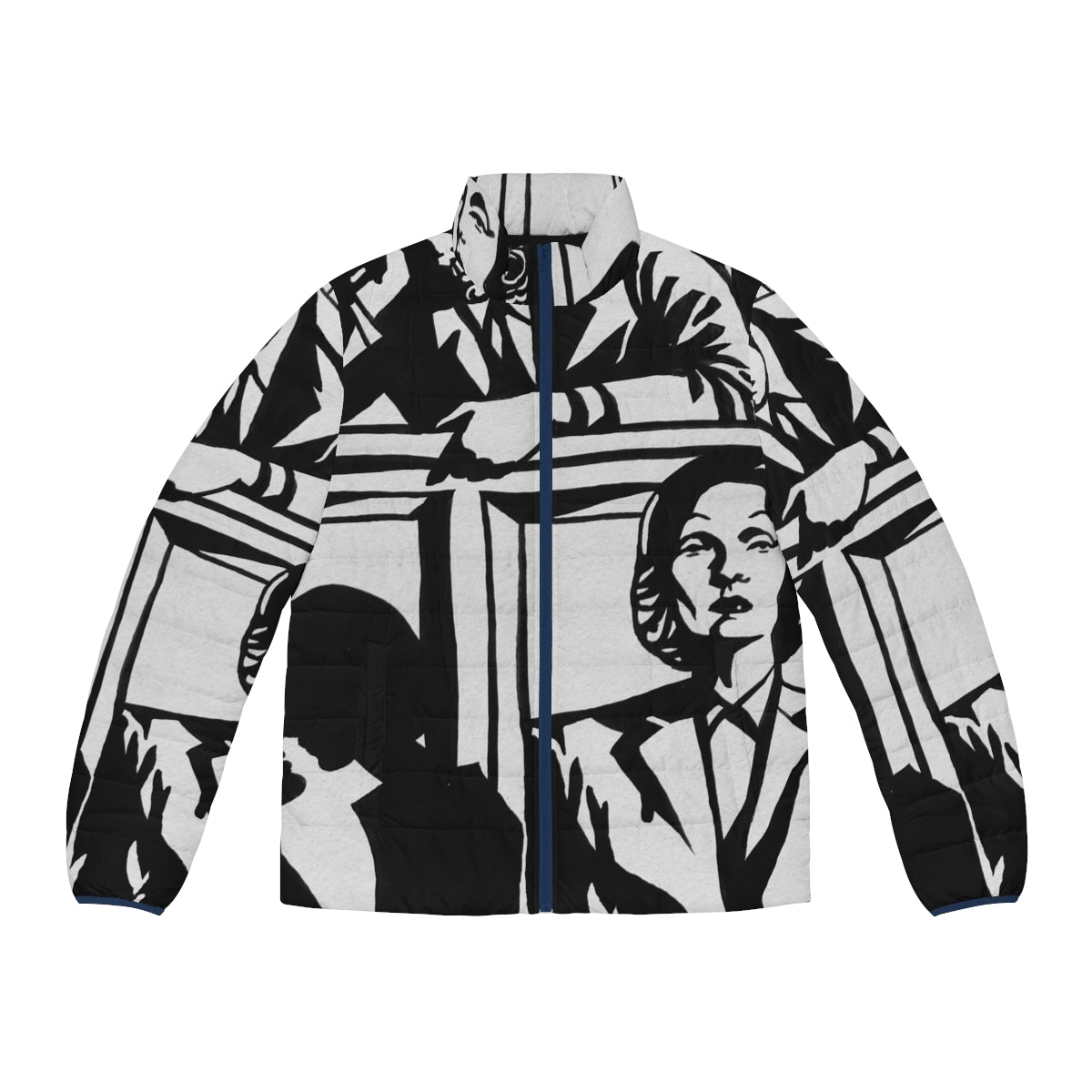 Witness for the Prosecution Puffer Jacket featuring Alejandro Mogollo's cinematic art