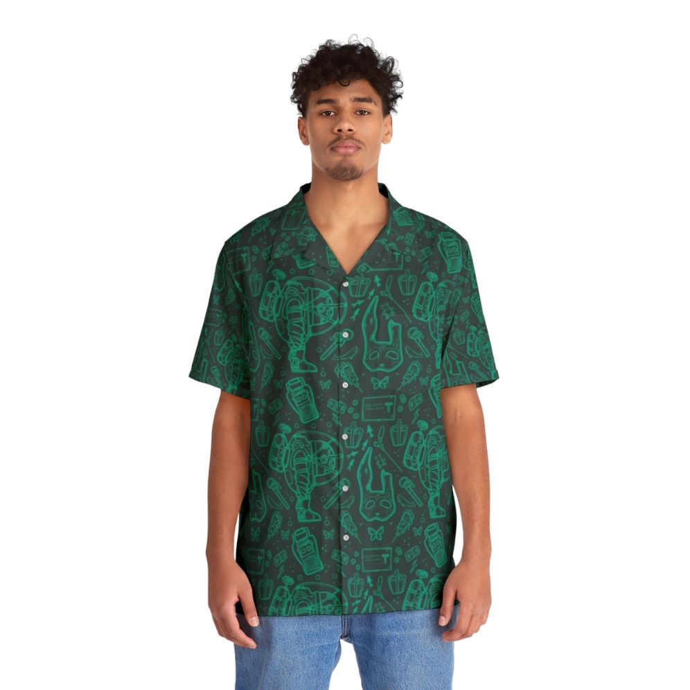 Bioshock Rapture Pattern Blue Hawaiian Shirt - People Front