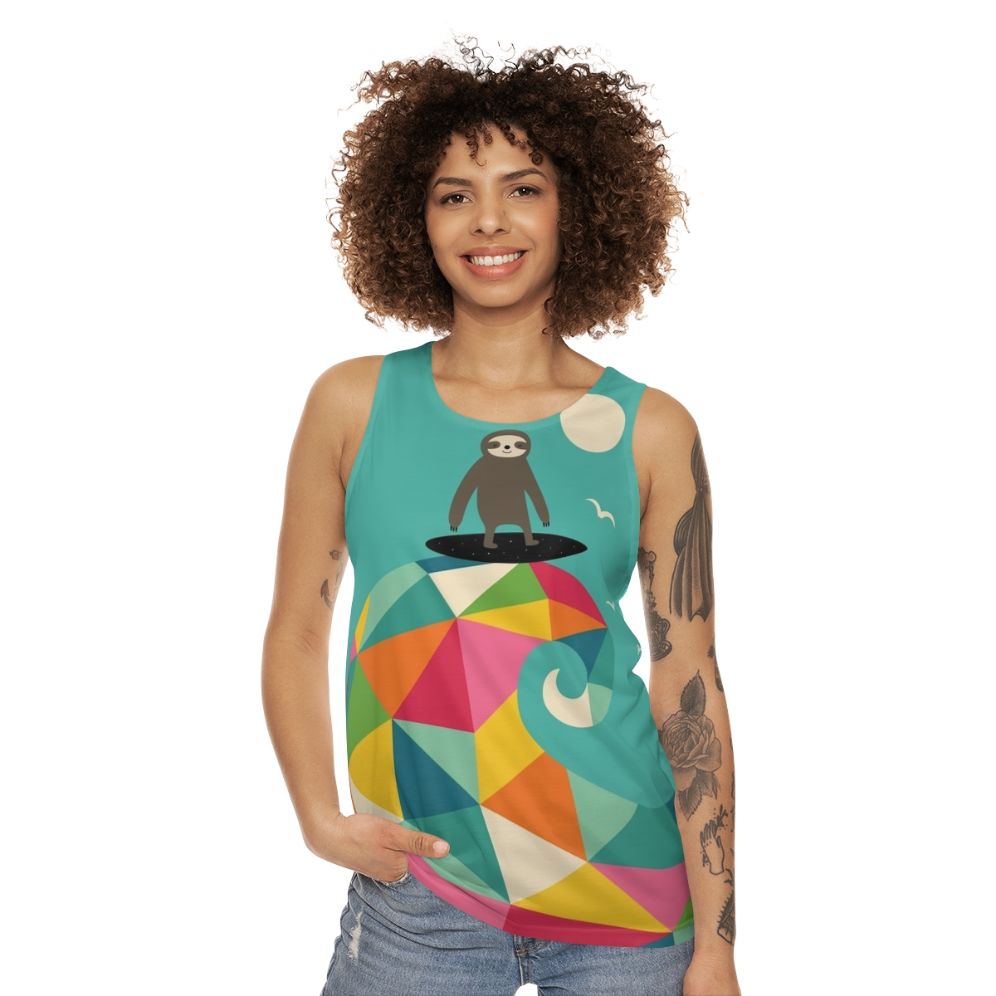 Surfs Up Sloth Unisex Tank Top - women