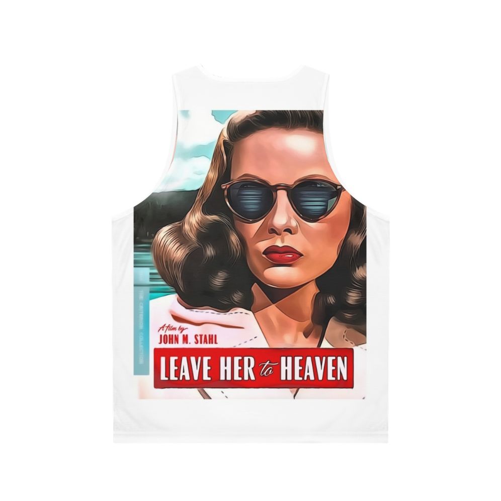 Unisex tank top featuring the vintage movie poster of "Leave Her to Heaven" starring Gene Tierney - Back