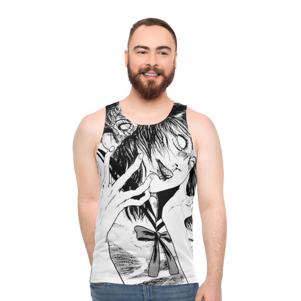 Monochrome horror manga anime junji ito unisex tank top - men