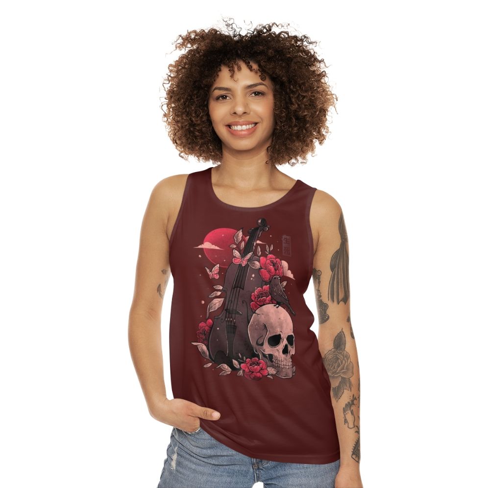 Cello skull tank top for music lovers - women