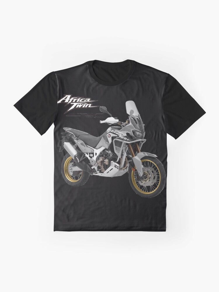 Africa Twin graphic t-shirt featuring an adventure rider on a motorcycle - Flat lay