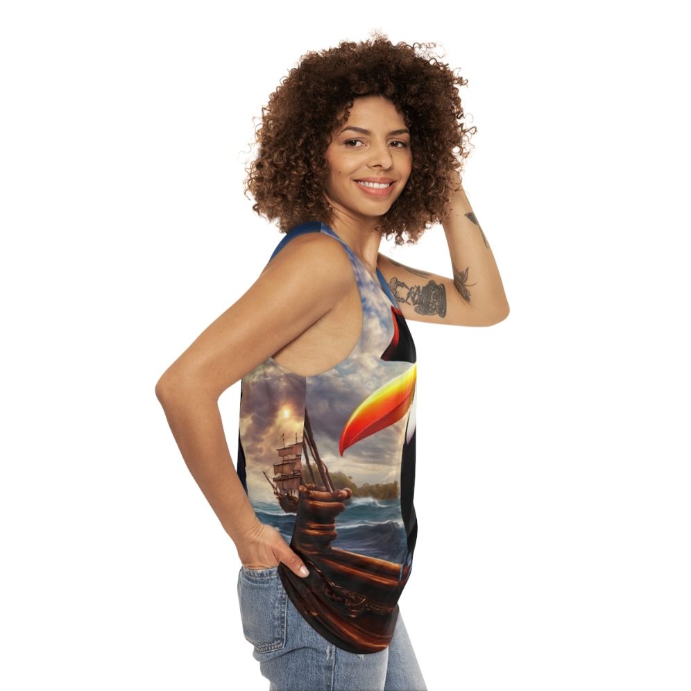 Pirate toucan unisex tank top - women side