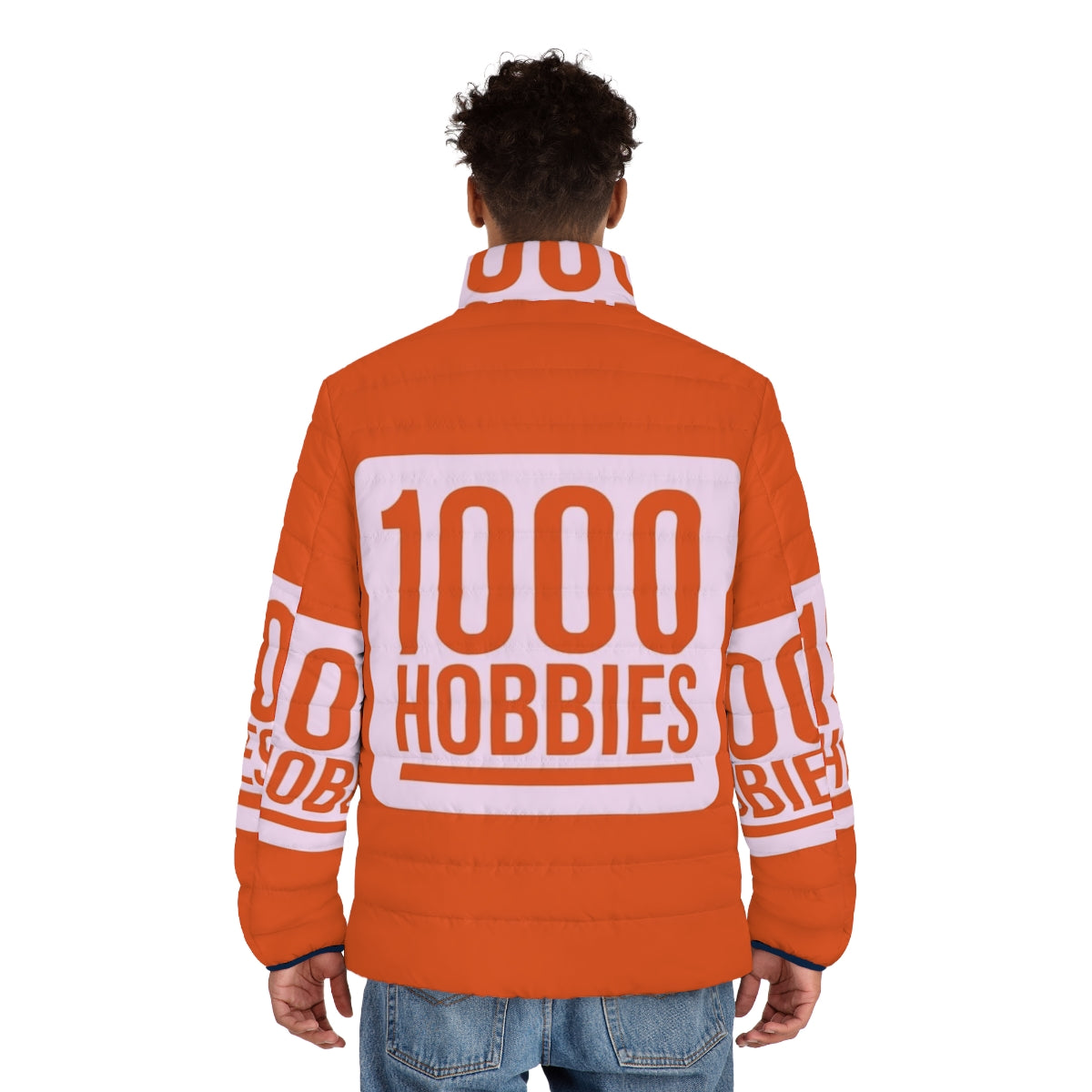 1000 Hobbies branded puffer jacket - men back