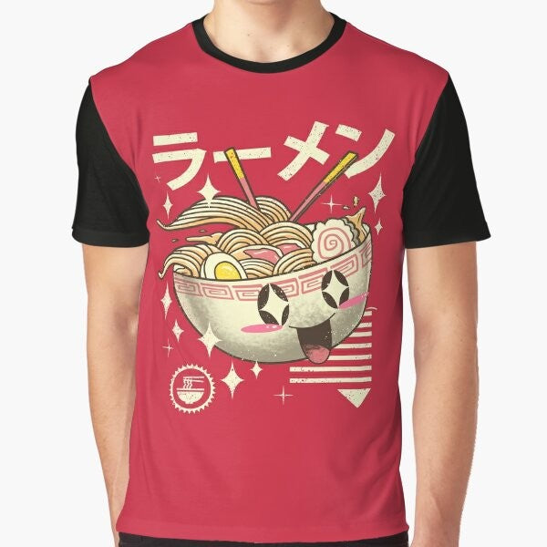 Kawaii ramen graphic t-shirt with a cute, yummy ramen design