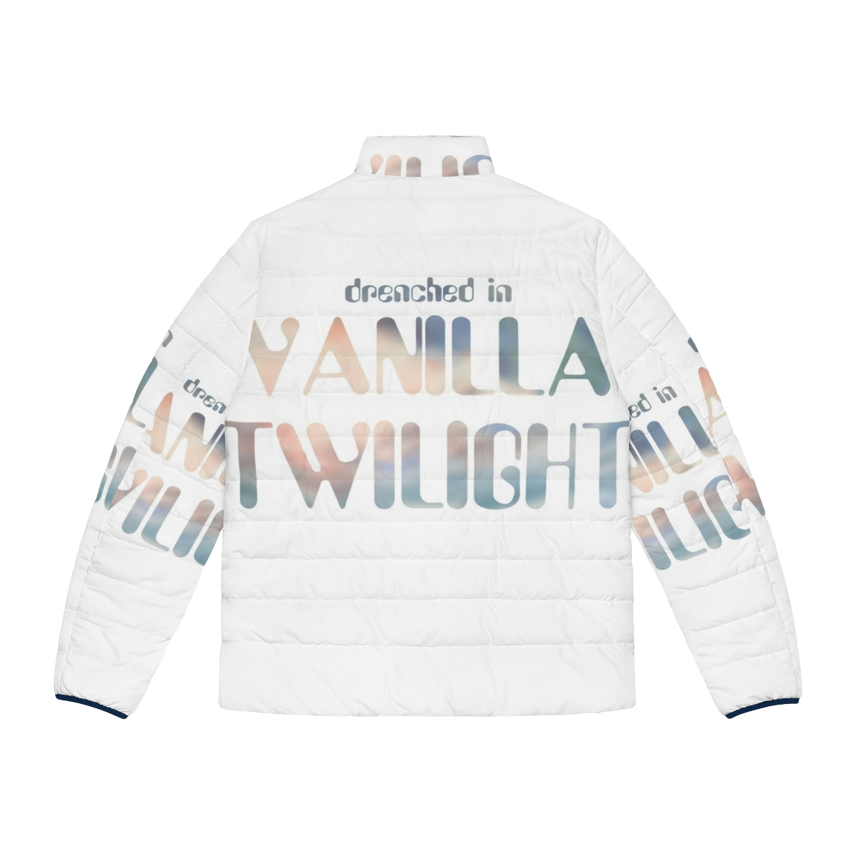 Owl City Vanilla Twilight Puffer Jacket featuring the iconic song lyrics - Back