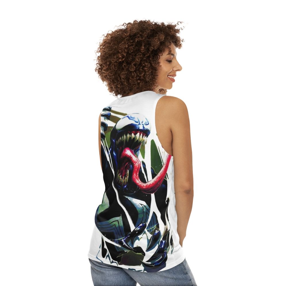 Unisex tank top featuring symbiote and antihero design - women back