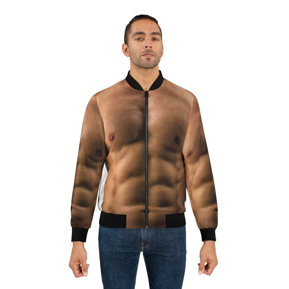 Muscle man 6 pack abs bomber jacket with fitness and bodybuilding design - Lifestyle