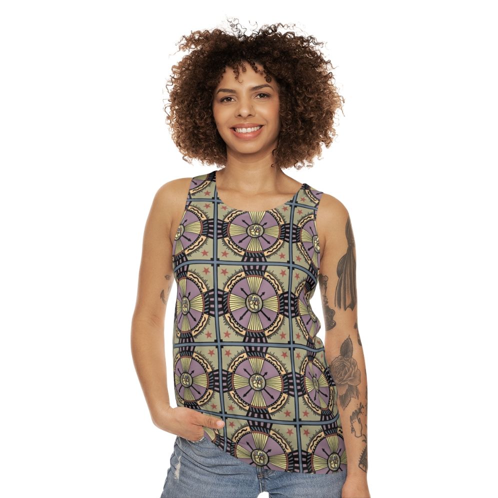 Unisex tank top with inspirational heart design and mandala pattern - women