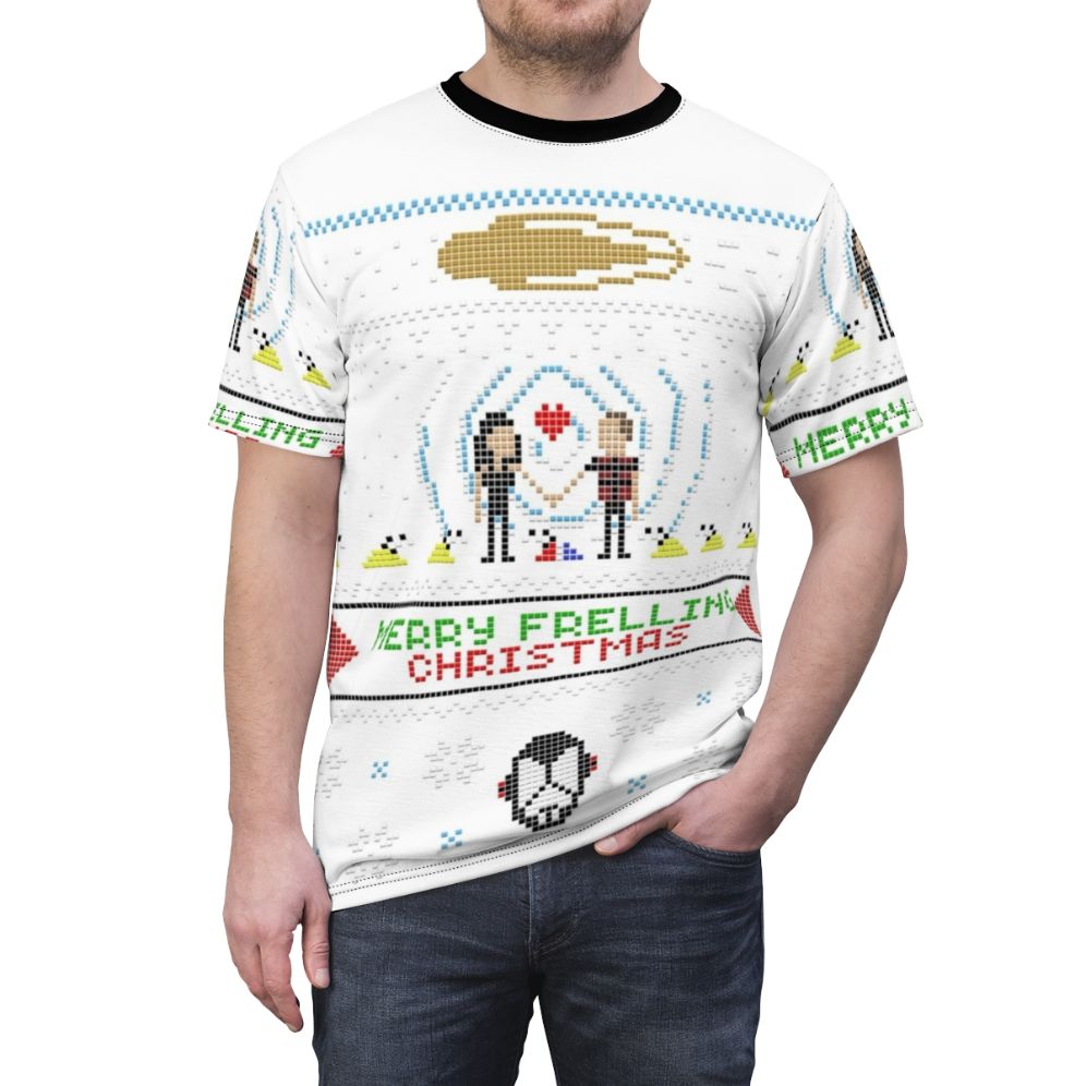 Sci-Fi Inspired Merry Christmas Ugly Sweater T-Shirt - men front