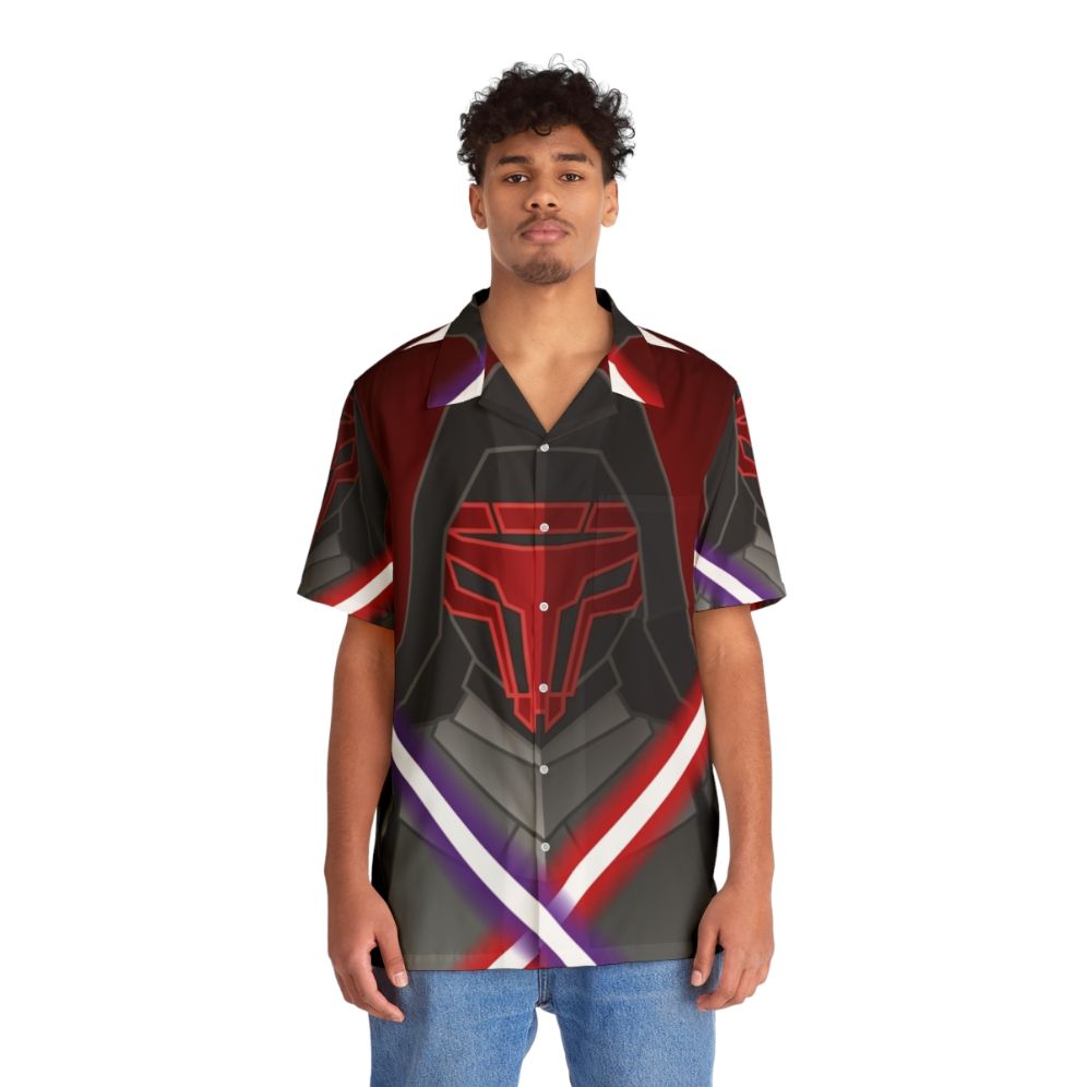 Dark Warrior Hawaiian Shirt featuring Star Wars Sith Lord design - People Front