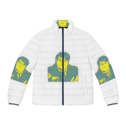 Chris Farley Puffer Jacket featuring iconic 90s comedy graphics