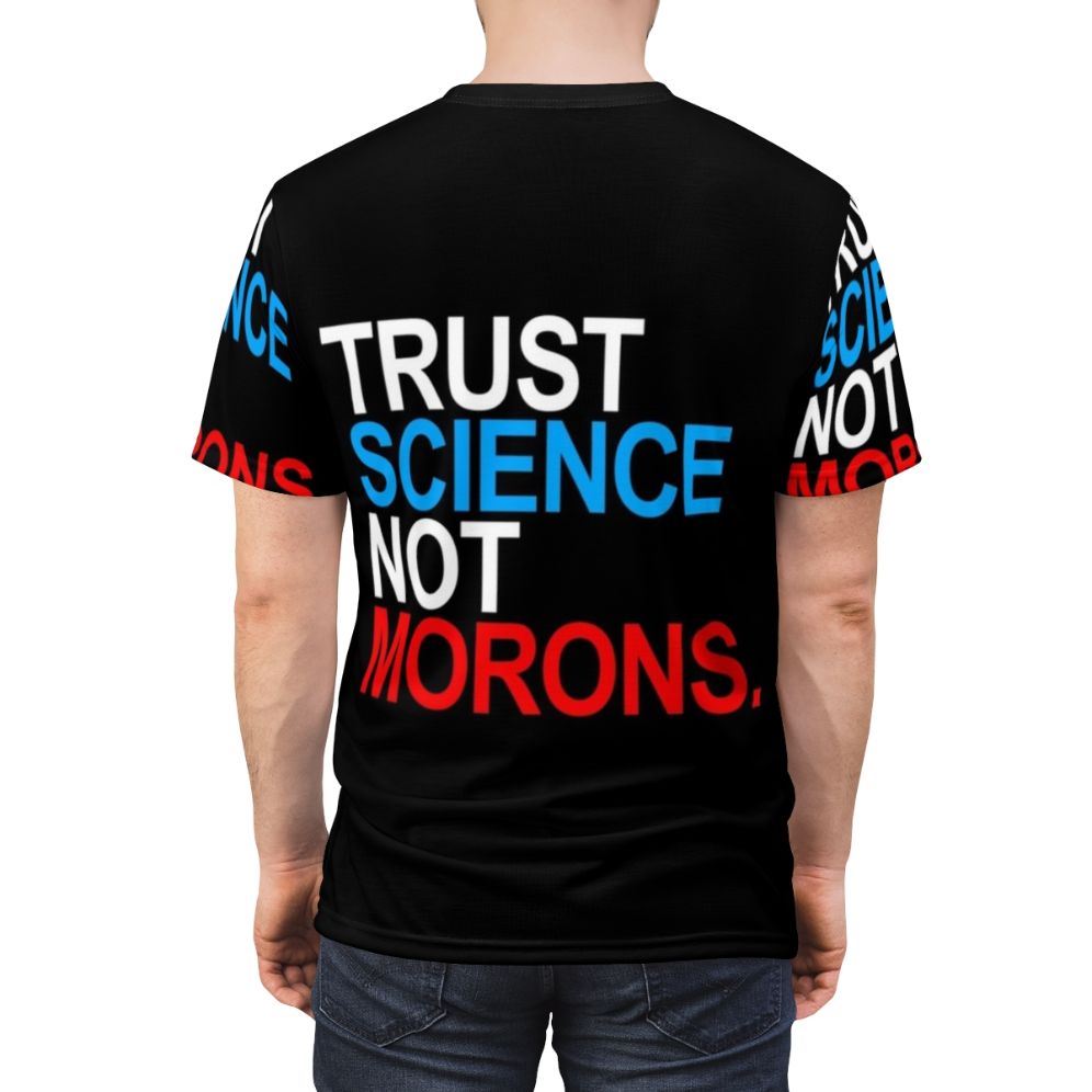 Patriotic trust science not morons red white and blue COVID-19 t-shirt - men back