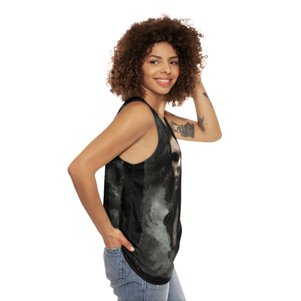 Unisex tank top with heartagram watercolor design - women side