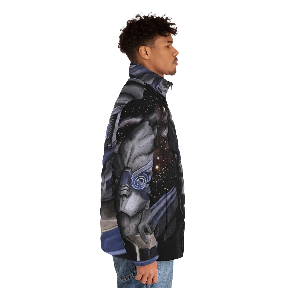 Mass Effect Garrus Vakarian and Thane Krios inspired puffer jacket - men side right