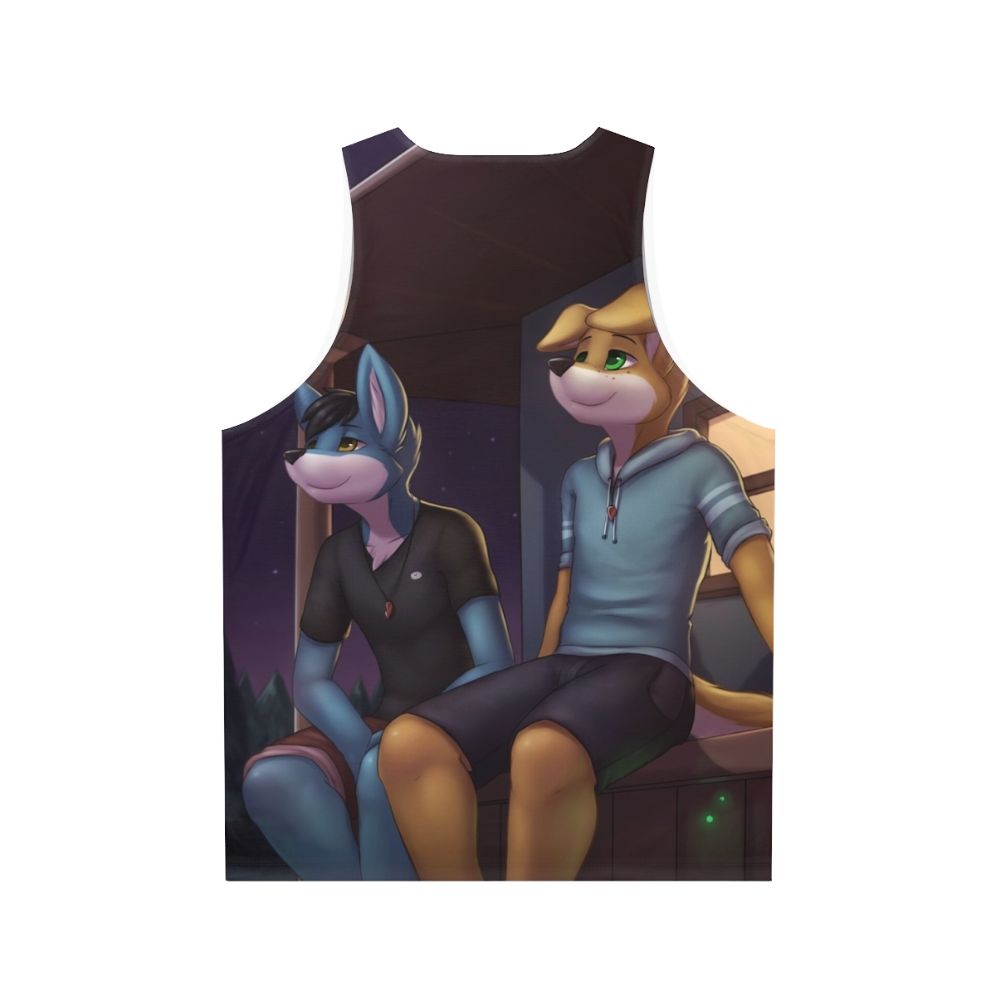 Unisex Weekend 2 cover art furry dog tank top - Back