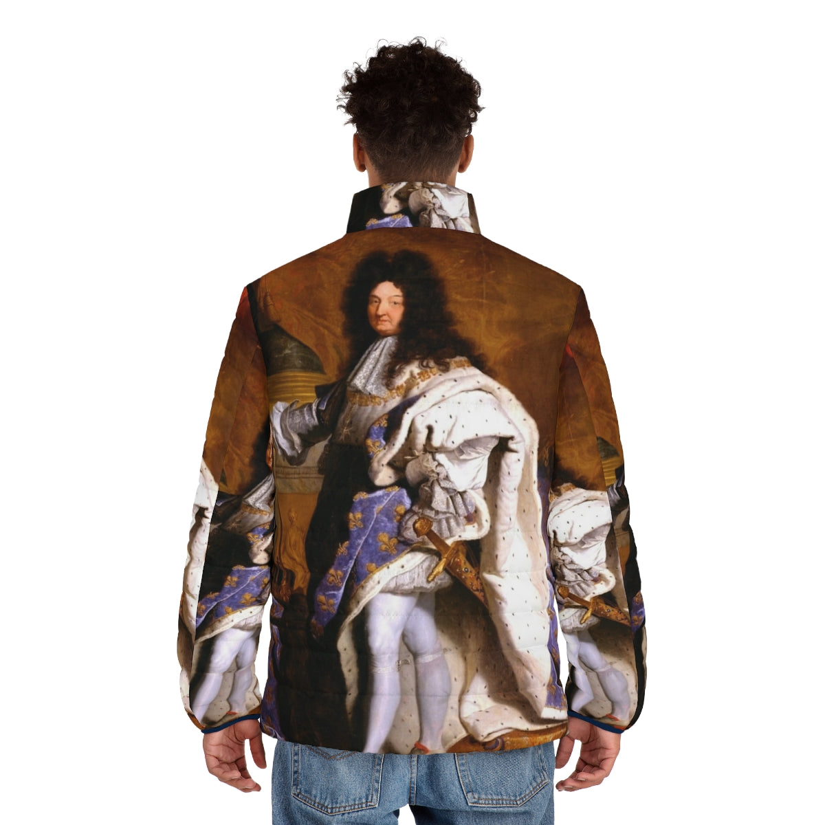 Puffer jacket inspired by Hyacinth Rigaud's painting of King Louis XIV - men back