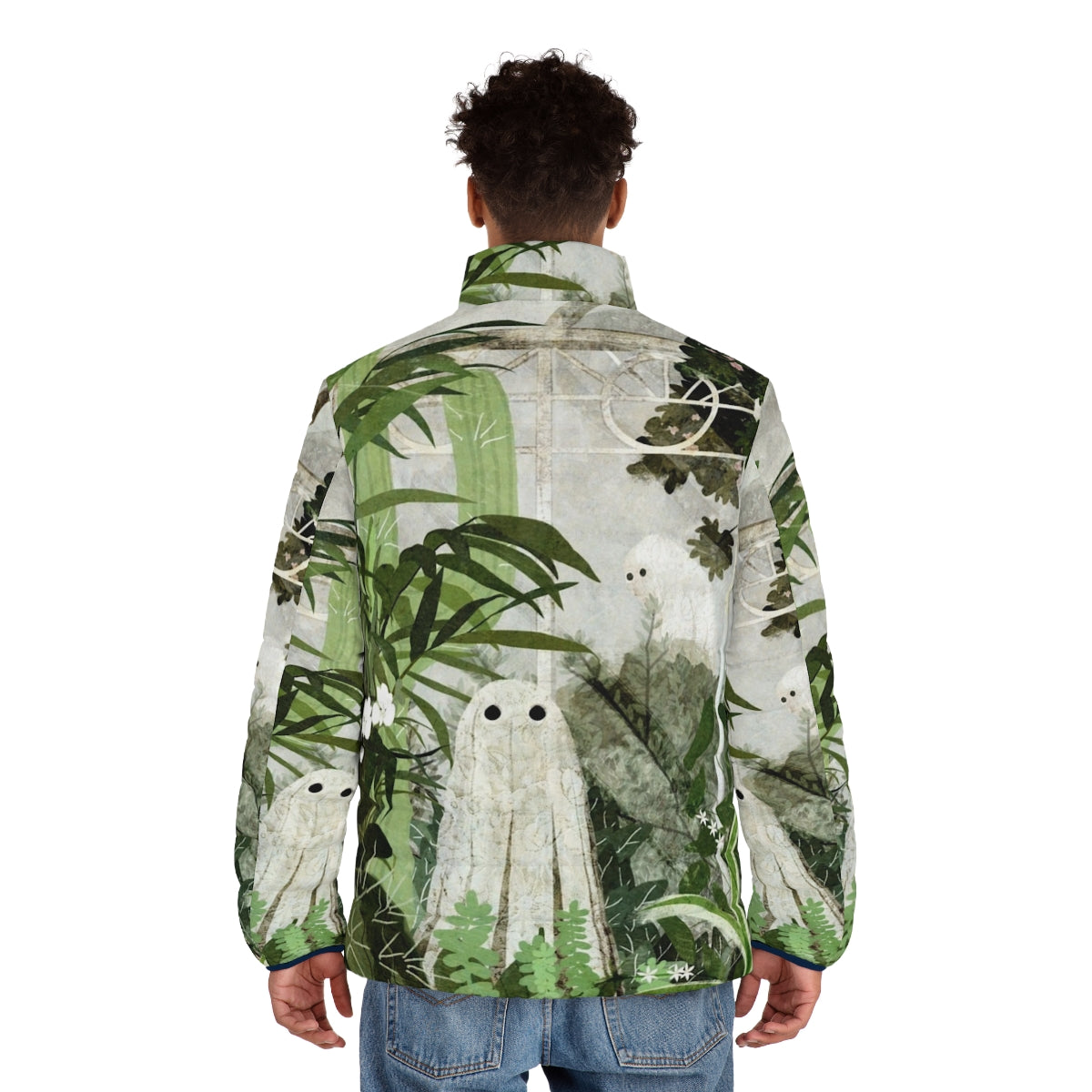 Ghostly puffer jacket with nature-inspired design - men back