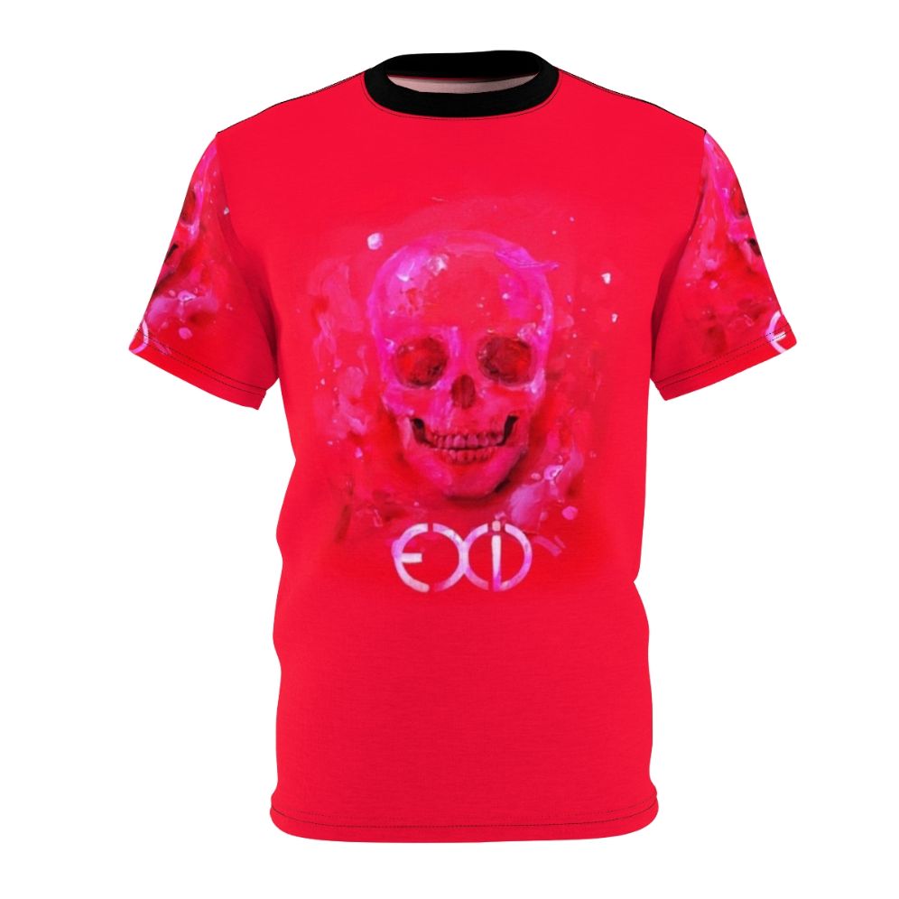 Hot pink t-shirt with a skull design inspired by the popular K-pop group EXID