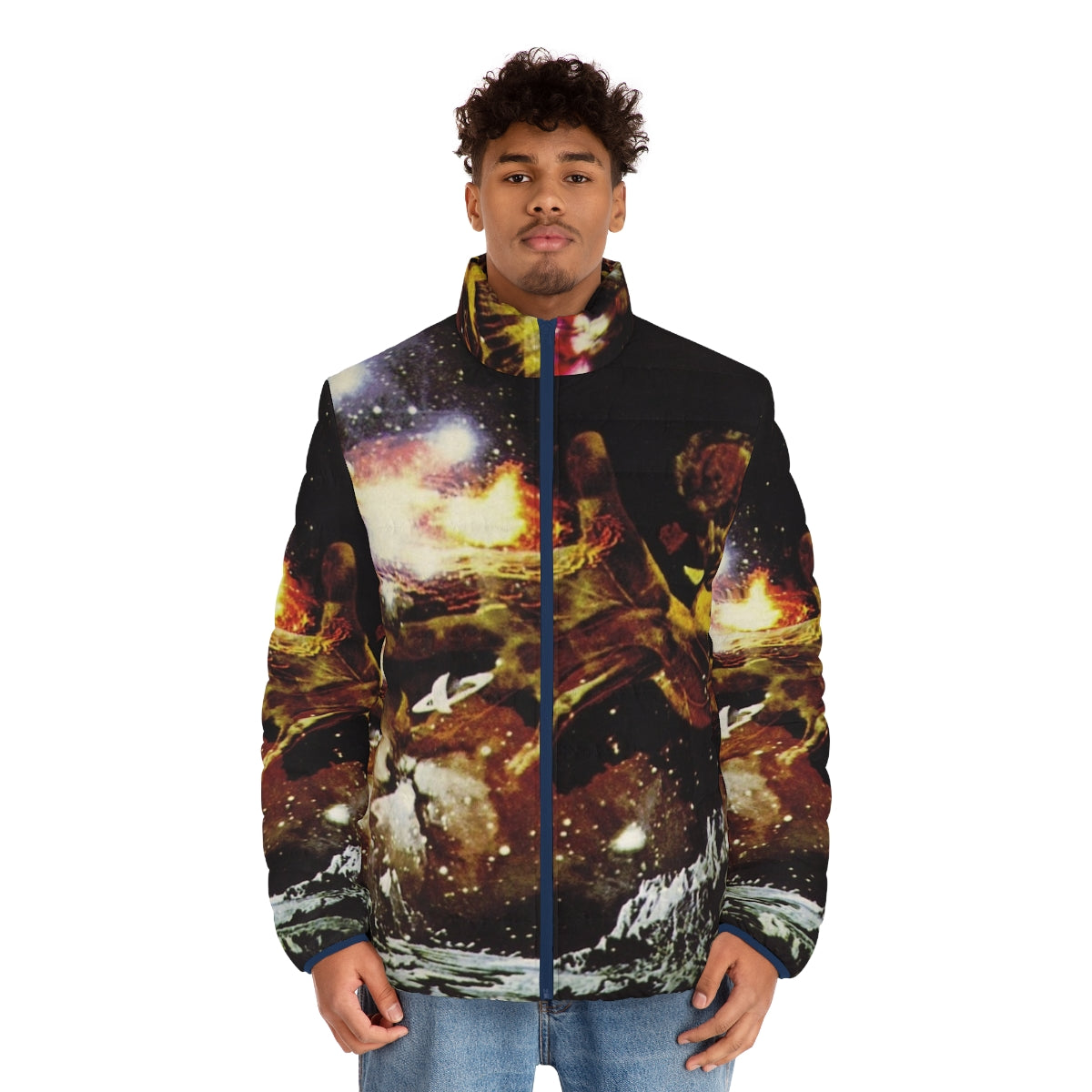 Santana III Puffer Jacket with guitarist Carlos Santana on the album cover - men front