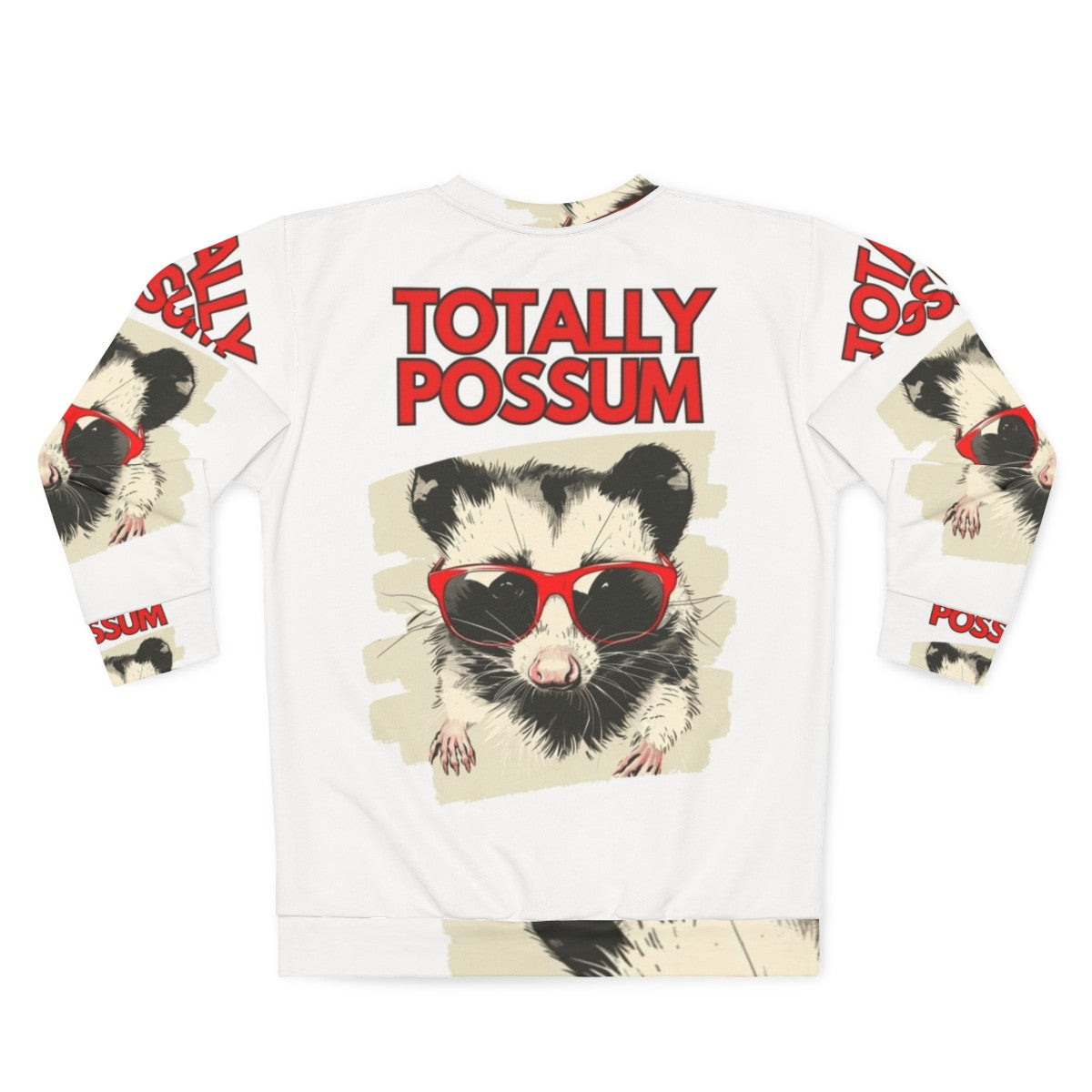 Possum wearing sunglasses on a cozy sweatshirt - Back