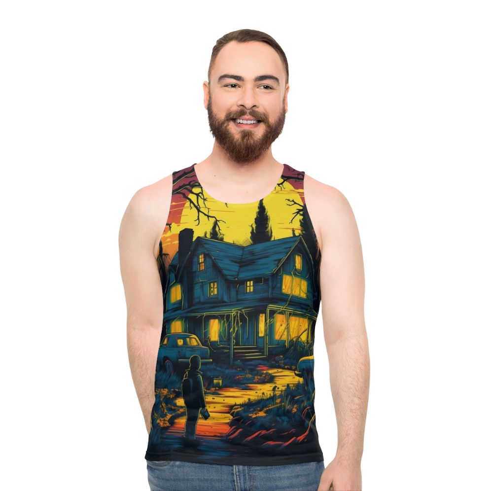 Vecna Manor Unisex Tank Top featuring Stranger Things inspired design - men