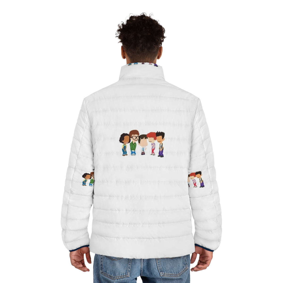 Big Mouth characters outline puffer jacket - men back