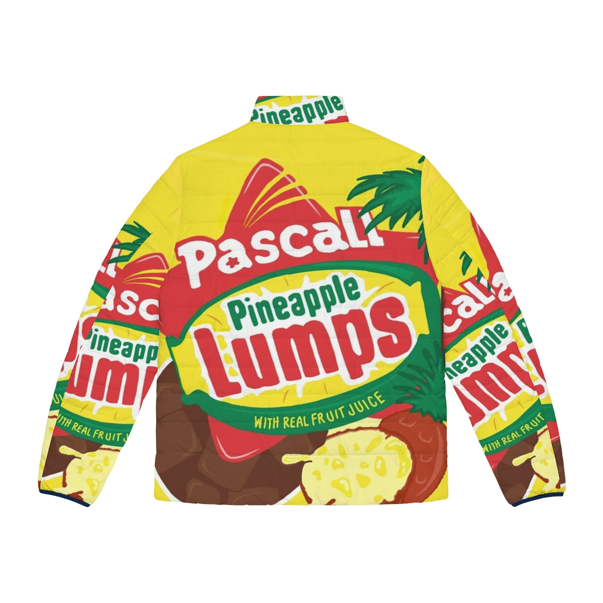 Pineapple Lumps Puffer Jacket, New Zealand Iconic Food Design - Back