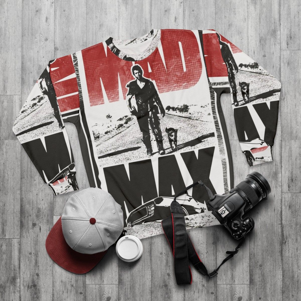 Mad Max Sweatshirt featuring Fury Road imagery - flat lay