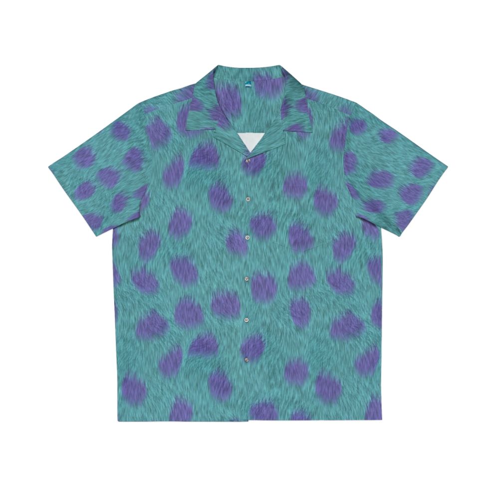 Sully inspired Hawaiian shirt with tropical patterns and Disney Monsters Inc design