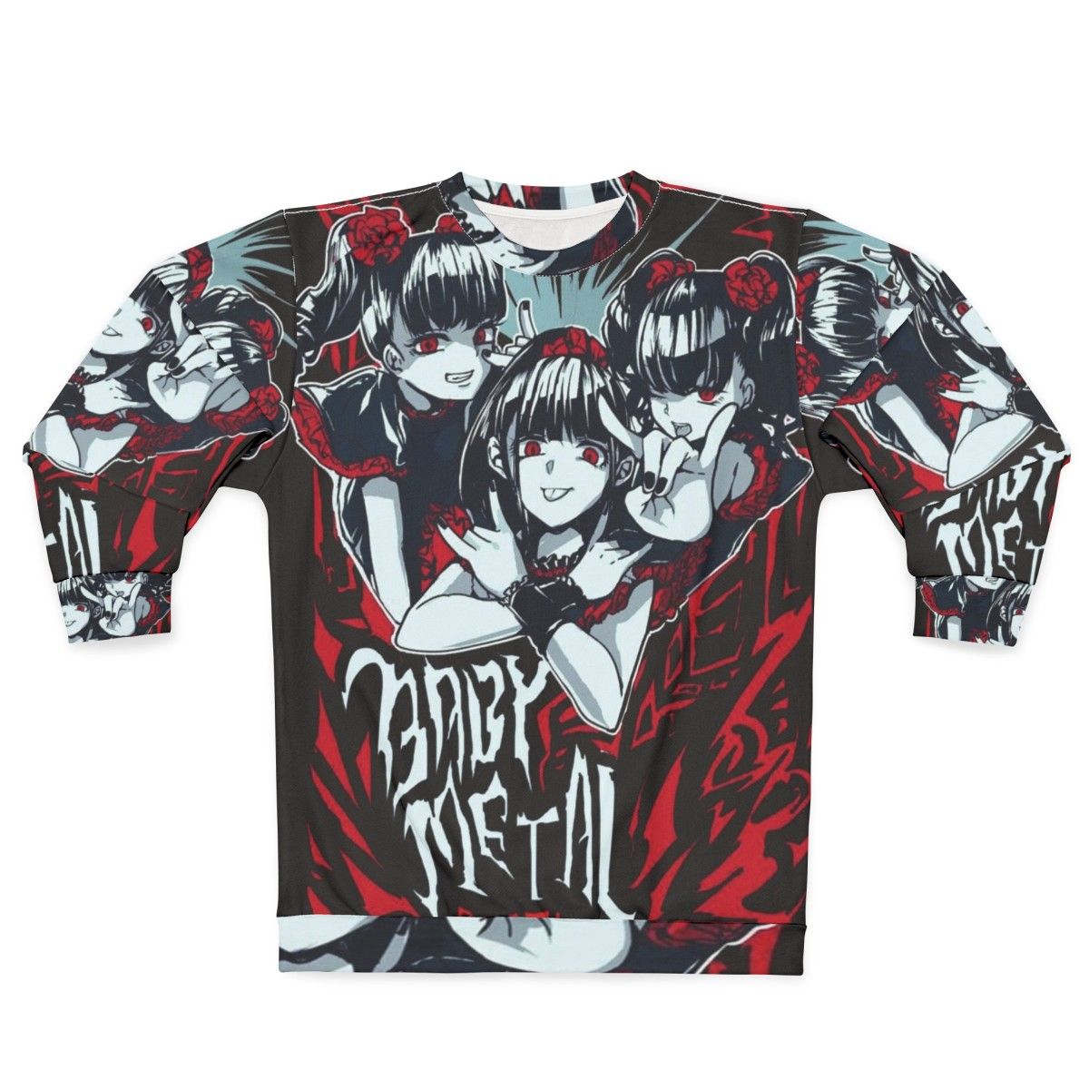 Babymetal inspired Japanese heavy metal logo on a gray sweatshirt