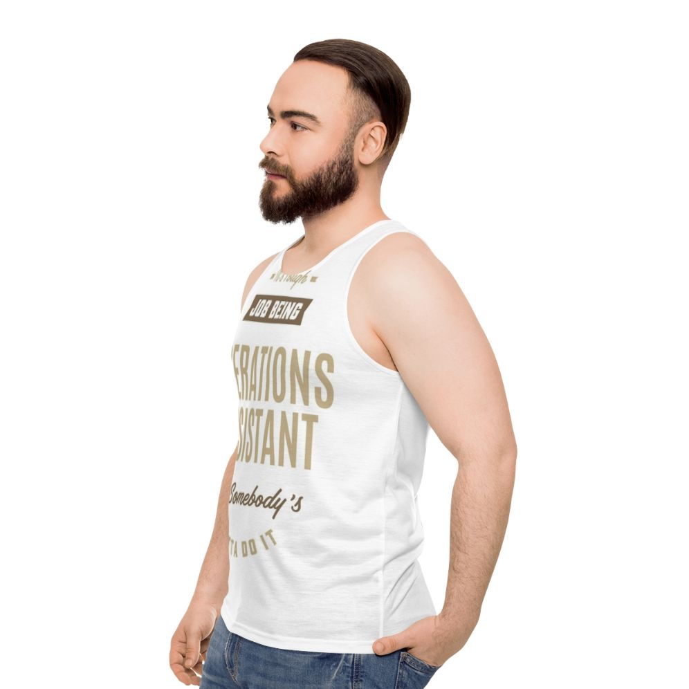 Unisex operations assistant graphic tank top - men side