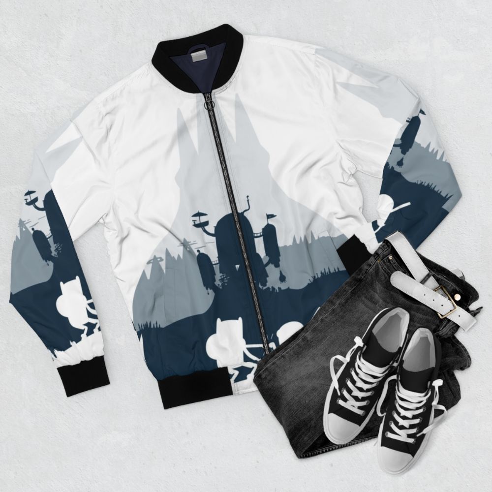 Adventure Time Ice King Silhouette Bomber Jacket - Flat lay