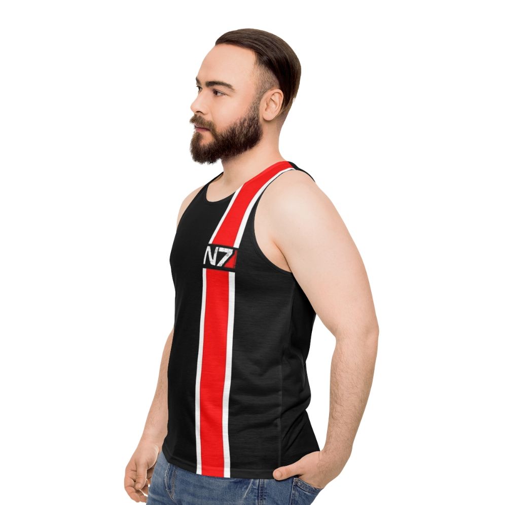 Mass Effect N7 Red Unisex Tank Top - men side