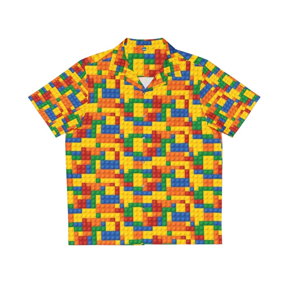 Colorful Lego building blocks Hawaiian shirt