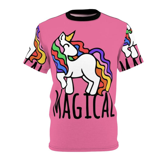 Whimsical illustration of a magical unicorn on a t-shirt for fantasy enthusiasts