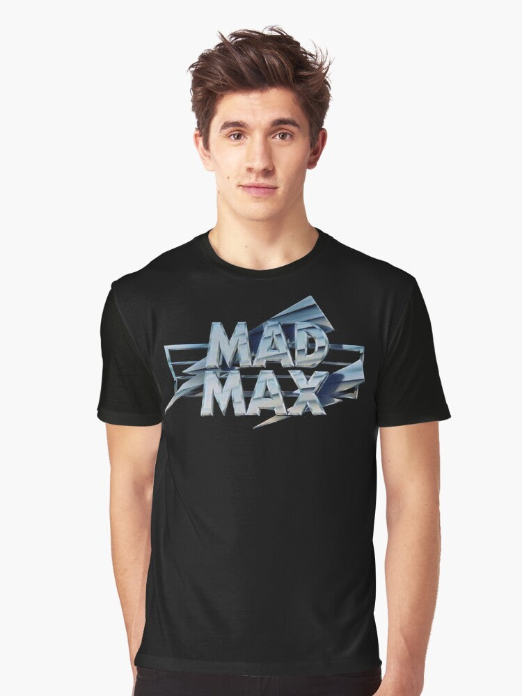 Mad Max movie title graphic t-shirt featuring the iconic post-apocalyptic film logo - Men