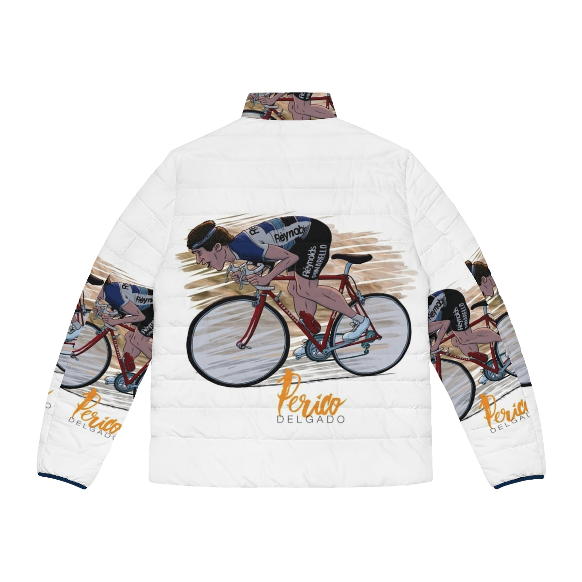 Perico Delgado "Le Fou des Pyrénées" Puffer Jacket featuring cycling inspired design - Back