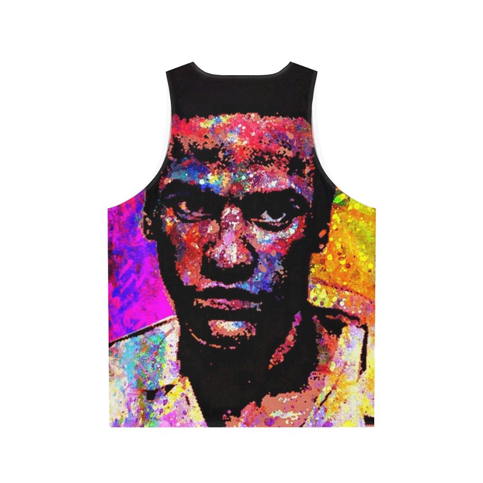 Huey P Newton portrait on unisex black tank top - Back