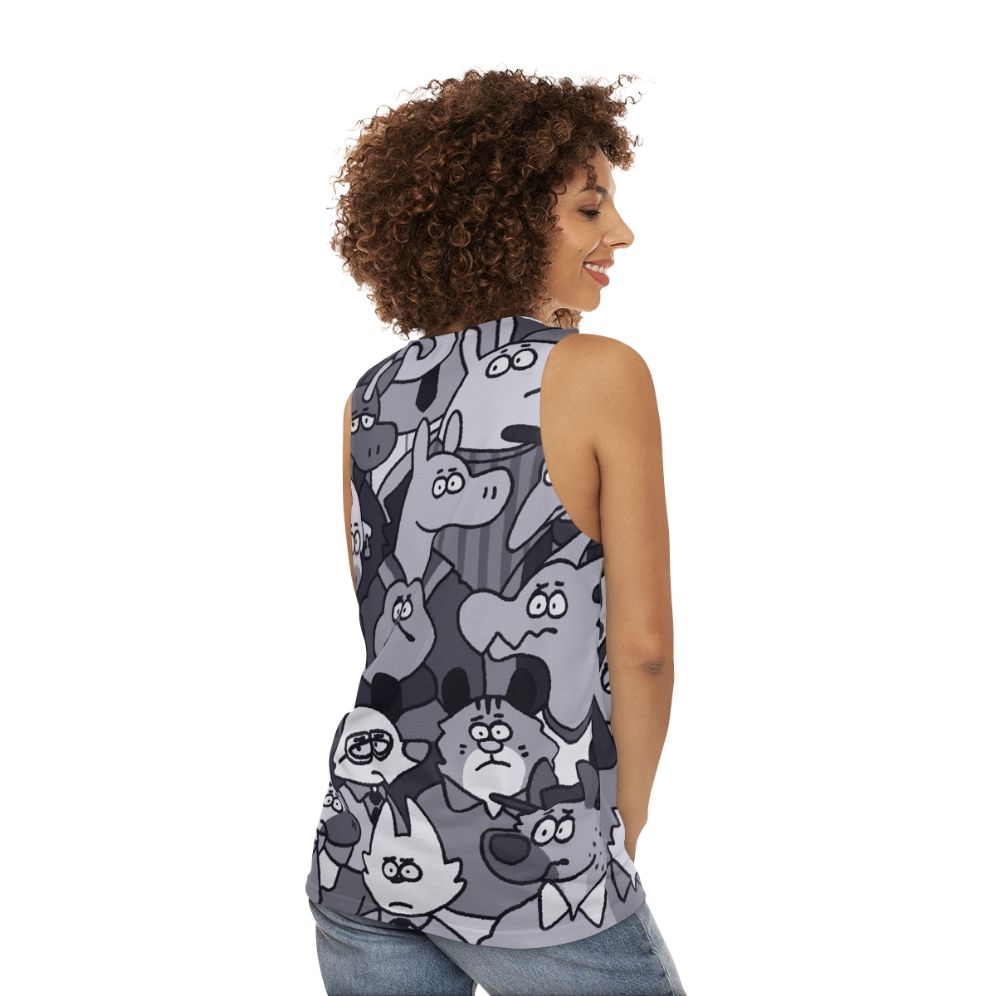 Unisex "It's Us Against the Universe" animal print graphic tank top - women back