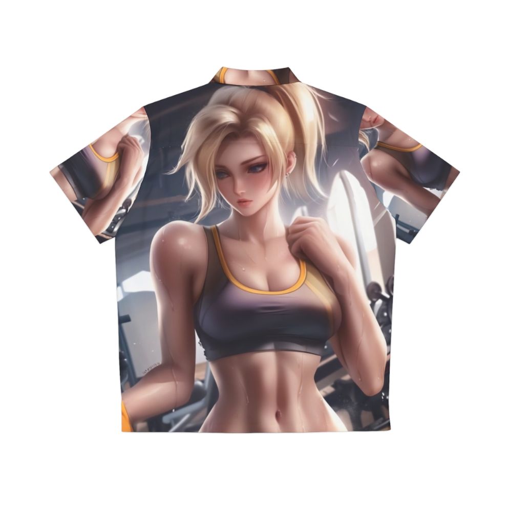 Mercy anime-inspired Hawaiian shirt for gym and fitness - Back