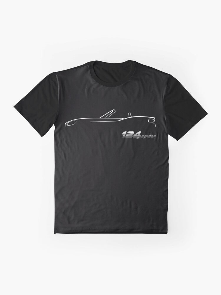 Abarth 124 Spider sports car graphic t-shirt design - Flat lay