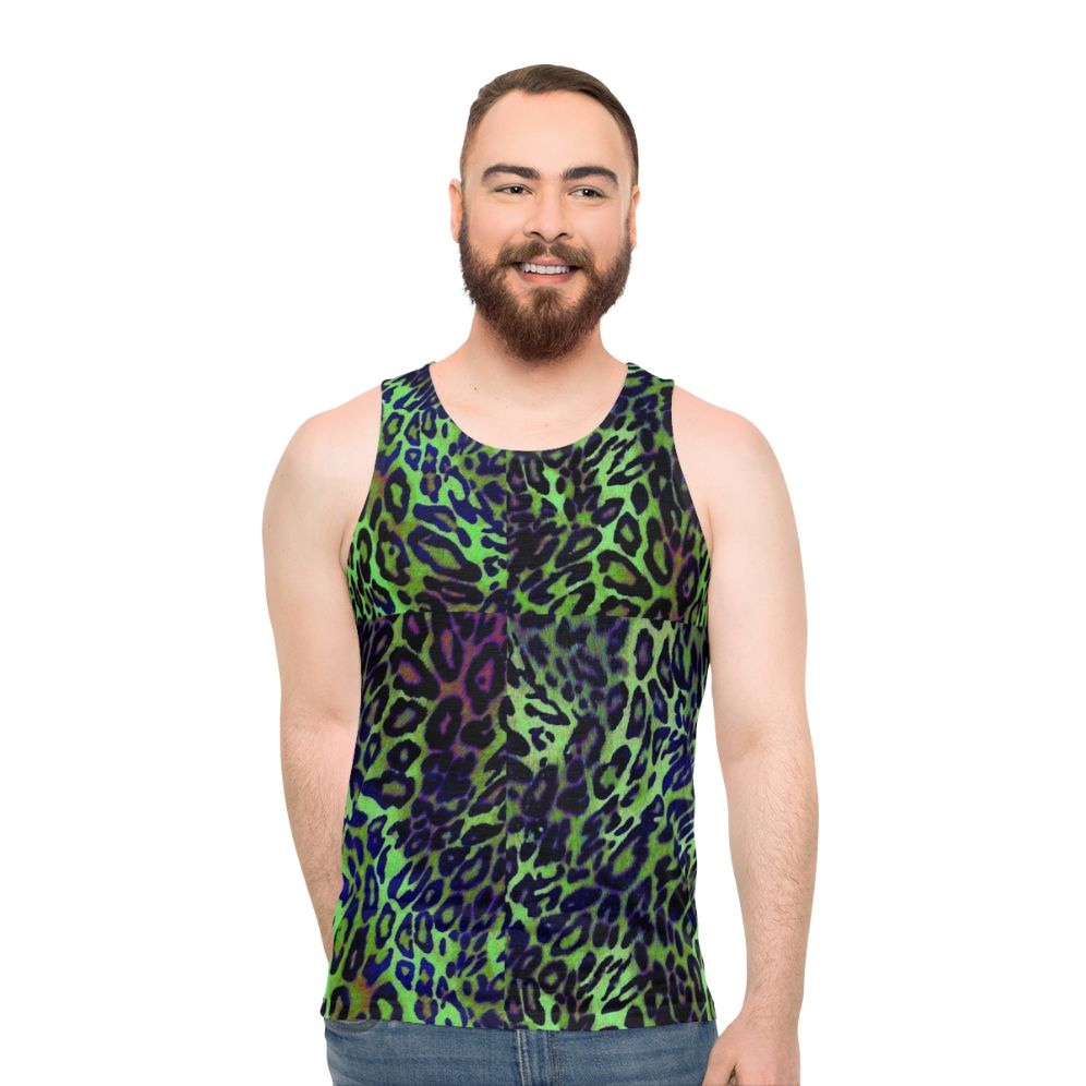 Colorful leopard print unisex tank top - men